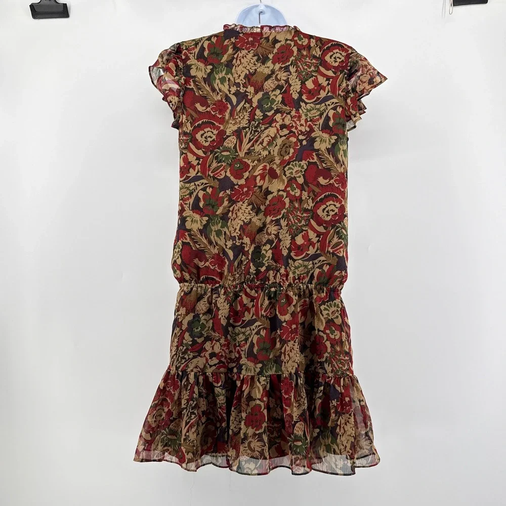 Ralph Lauren Girls 16 Floral Georgette Ruffle Drop Waist Mini Dress Fits XS S